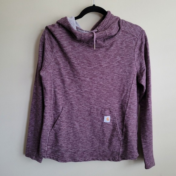 Carhartt Tops - Carhartt Womens Hoodie Sweatshirt Size Medium Purple Marled Pocket Fitted